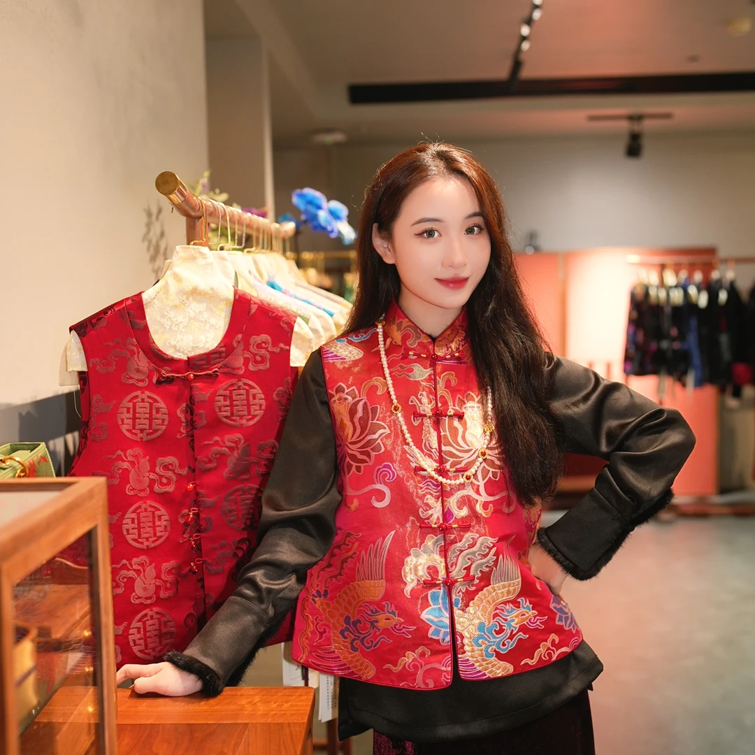 蓝大【蝶梦】新中式国风桑蚕丝马甲7151