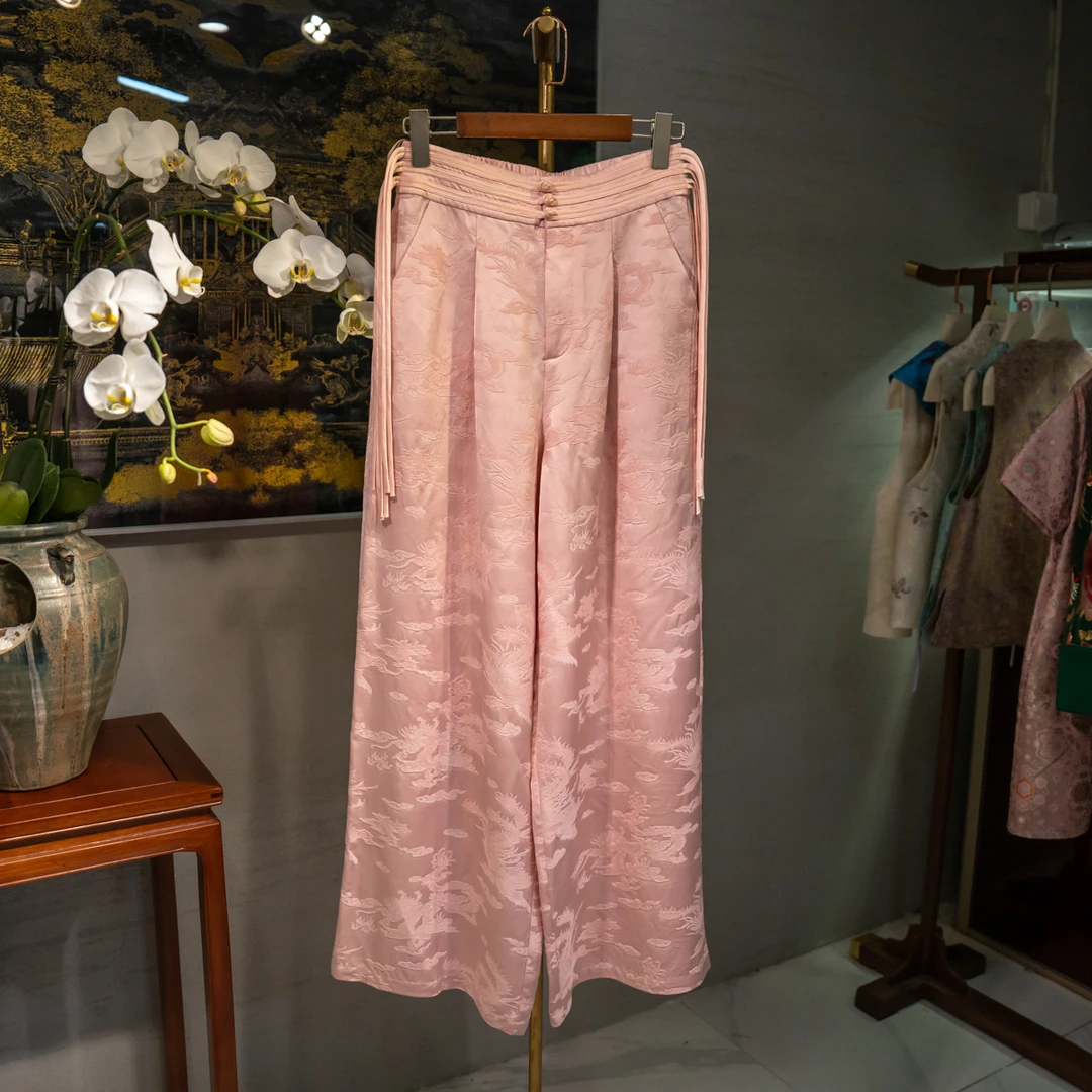 蓝大【鸢语】醋酸流苏休闲裤6126时尚