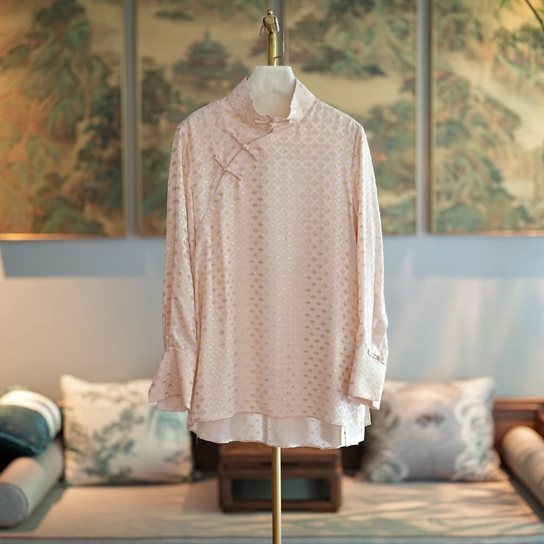 蓝大【轻吟】桑蚕丝新中式长袖上衣6425