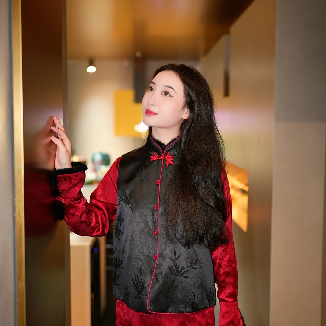 蓝大【翠琴】新中式国风马甲6931