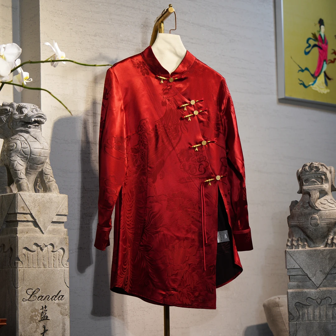 蓝大【照夜】桑蚕丝中长款长袖上衣9787