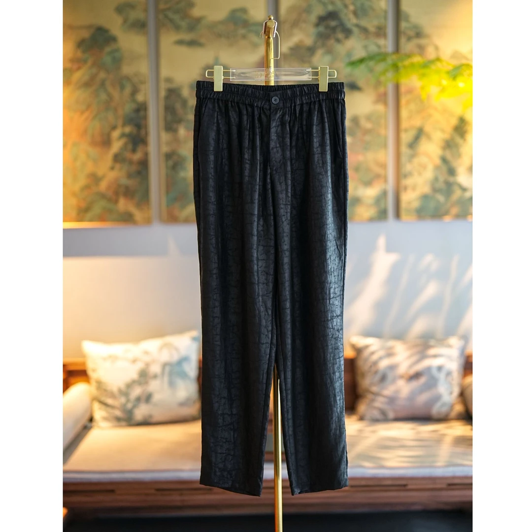 蓝大【笠清】桑蚕丝龟裂纹男女同款0024