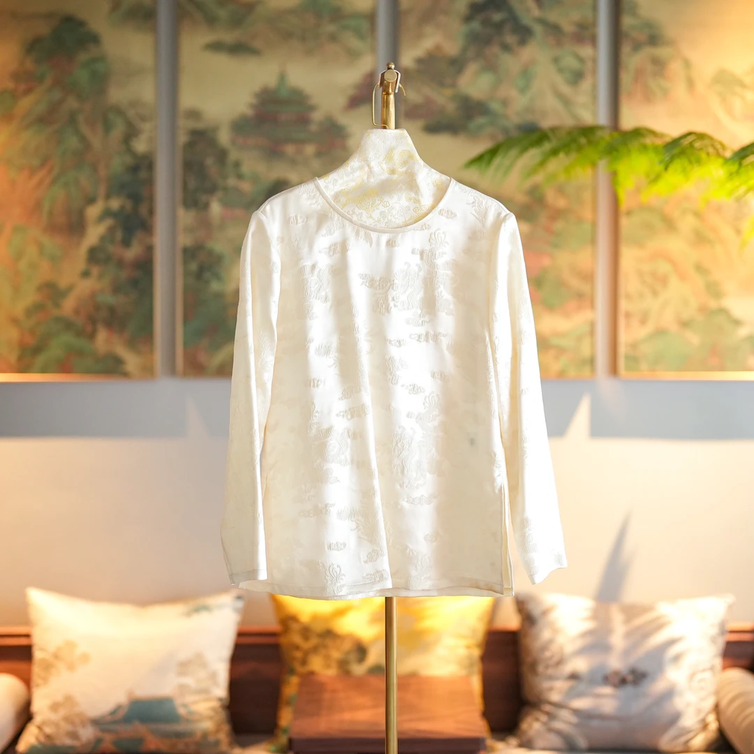 蓝大【花雾】桑蚕丝长袖上衣6995