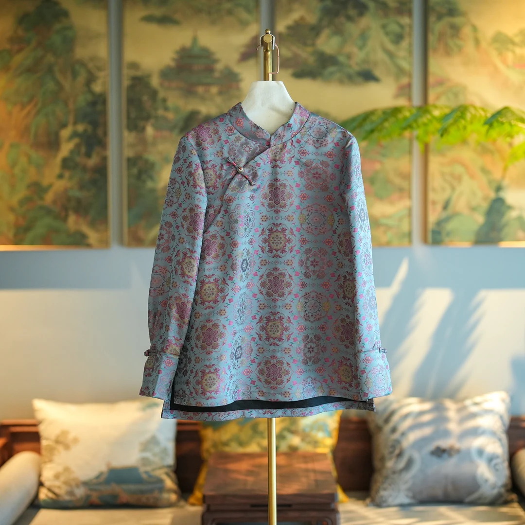 蓝大【苏柒】桑蚕丝立领上衣7168