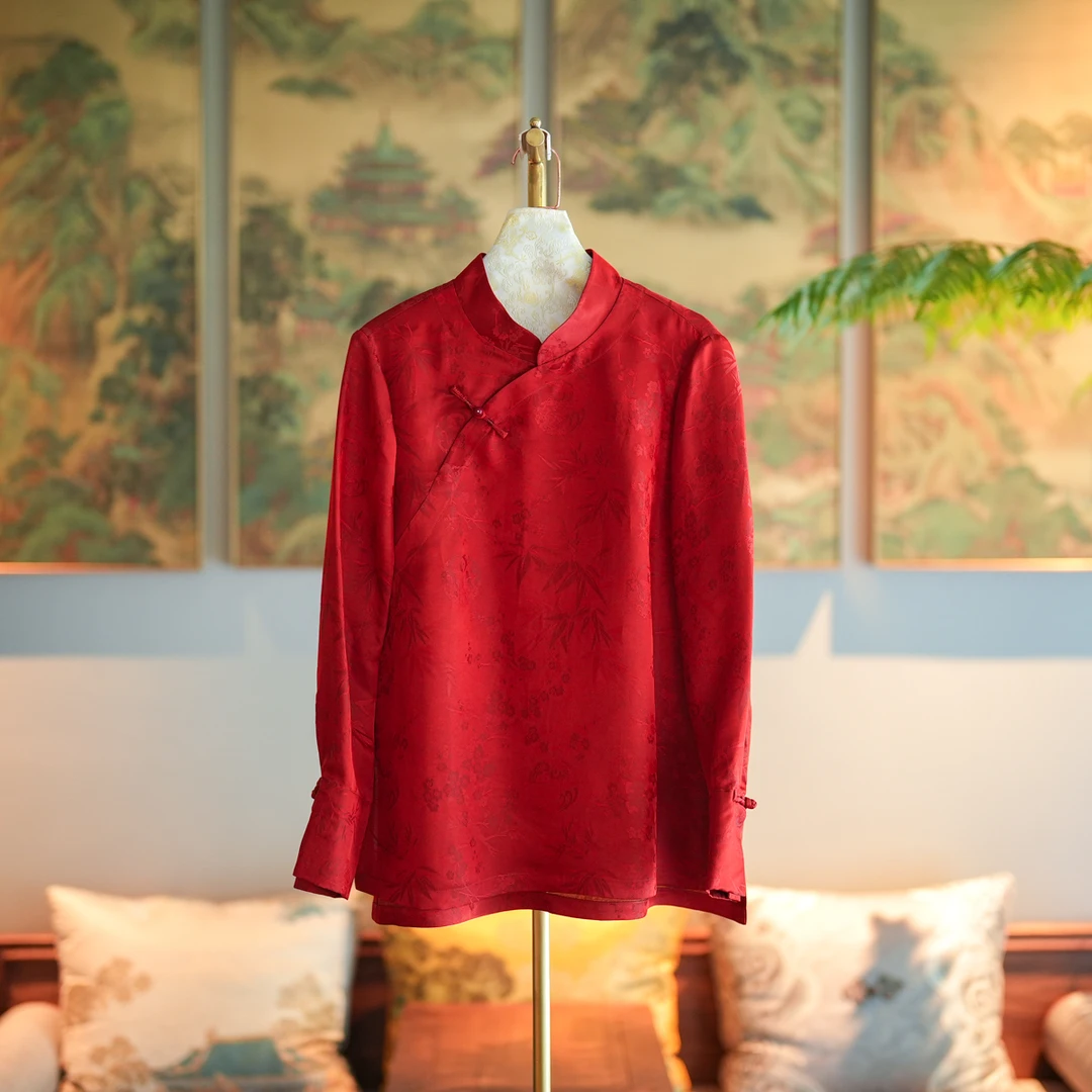 蓝大【云裳】新中式国风桑蚕丝长袖上衣7099