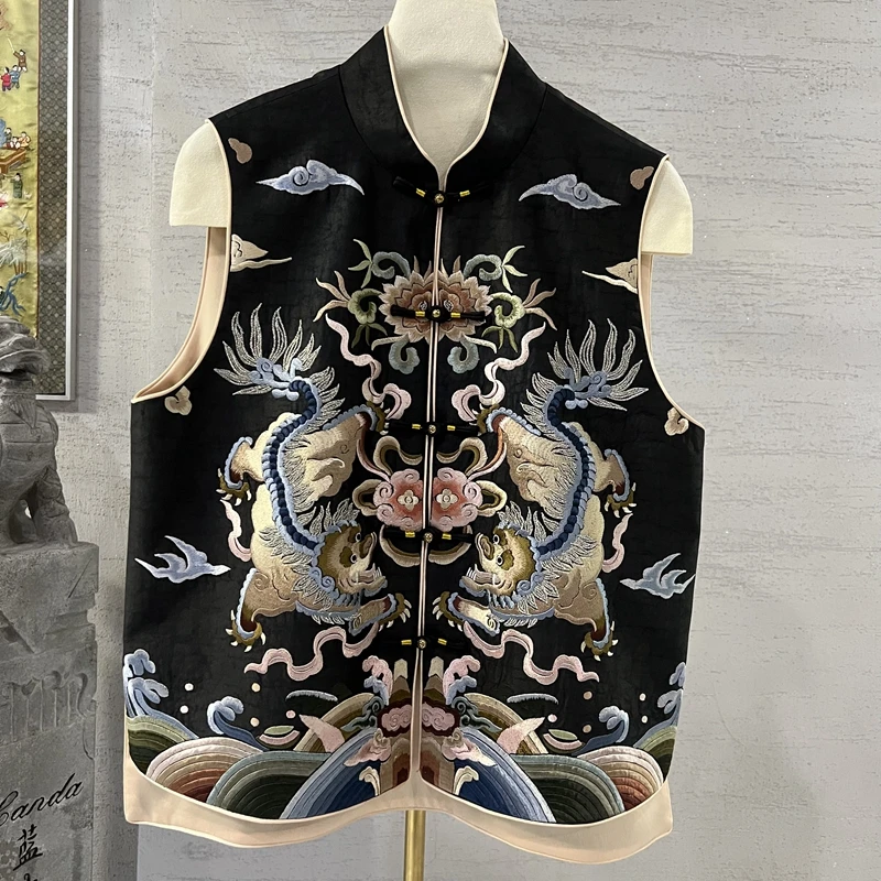 蓝大【翩翩】桑蚕丝香云纱中式马甲9258气场强大高级感