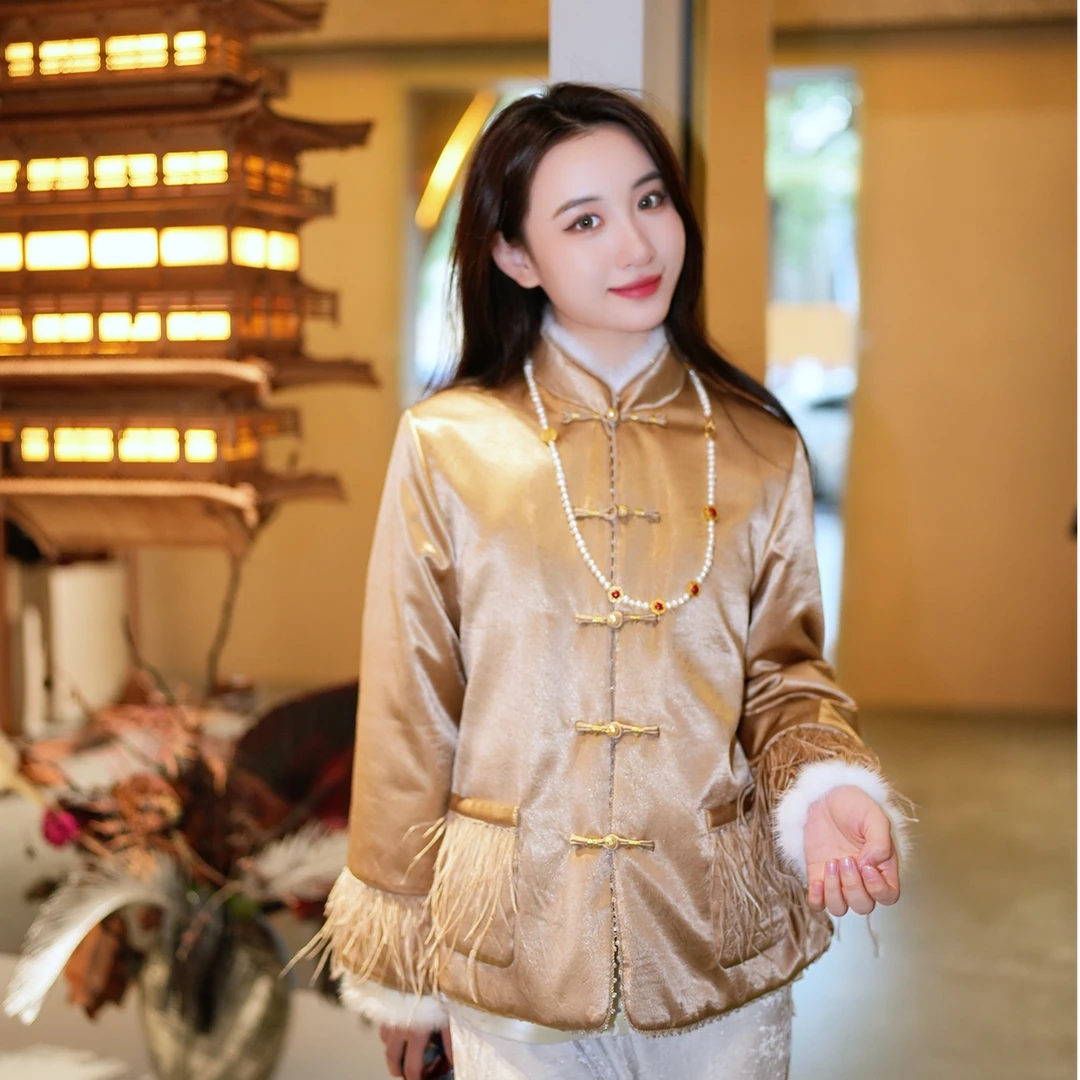 蓝大【楼笙】新中式醋酸长袖外套9827