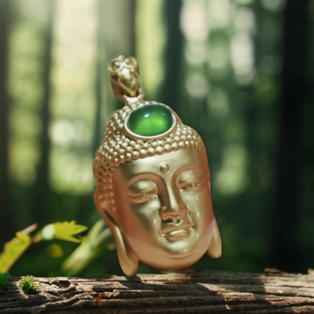 美芯珠宝推荐一代经典极光绿佛头赠证书礼盒TK118