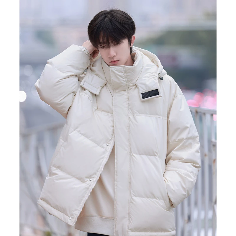 2025新款羽绒服男冬季加厚连帽鸭绒外套潮牌休闲大鹅保暖冬装夹克