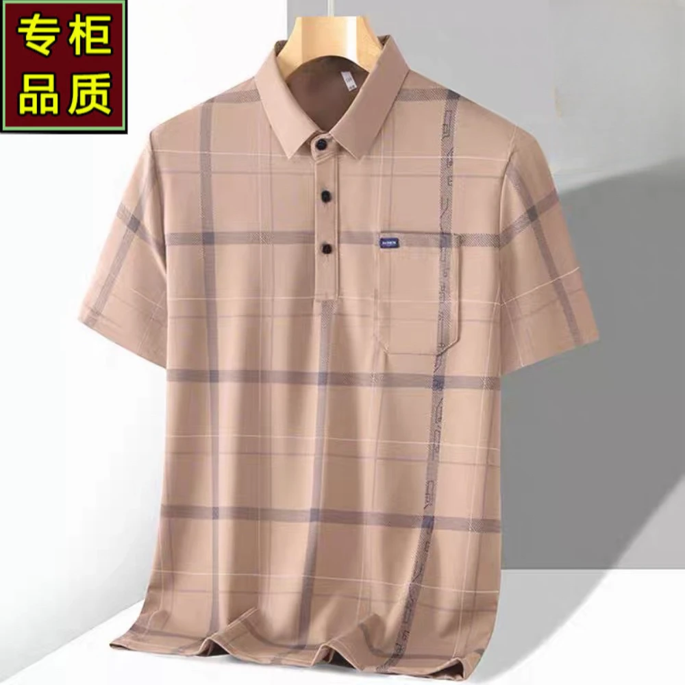 爸爸夏装短袖t恤中年男士夏季休闲polo衫中老年爷爷夏天半袖上衣