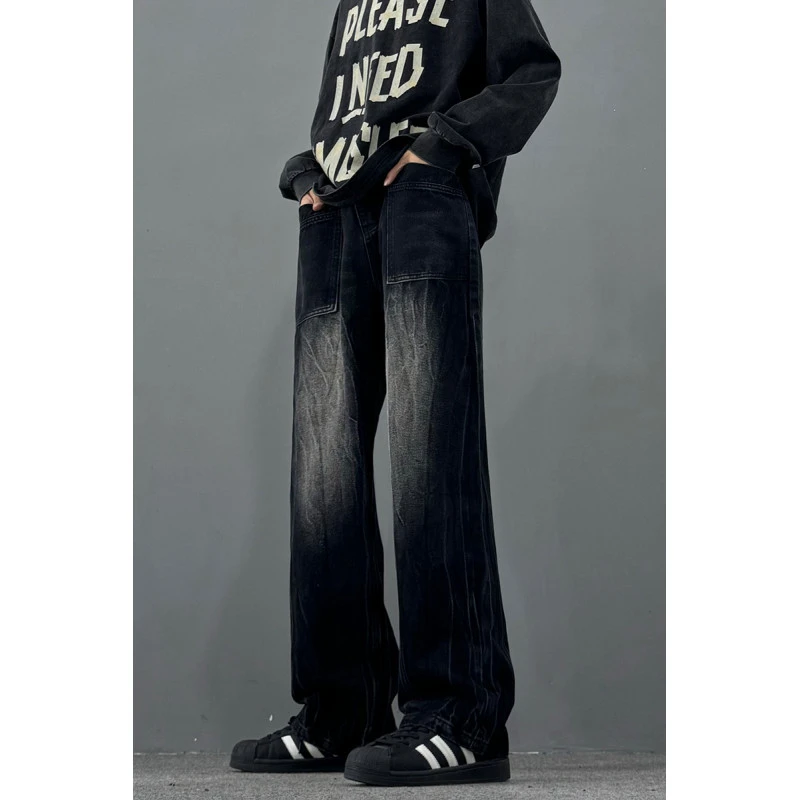 Sendian【森殿】百搭牛仔裤男款宽松直筒潮牌美式休闲长裤休闲港风