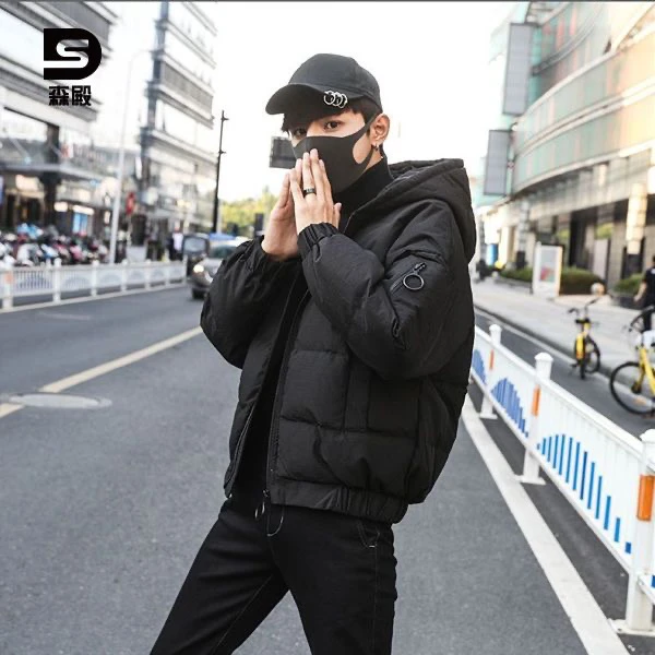 Sendian【森殿】潮牌韩版冬季新款棉服男外套潮流连帽加厚保暖短款