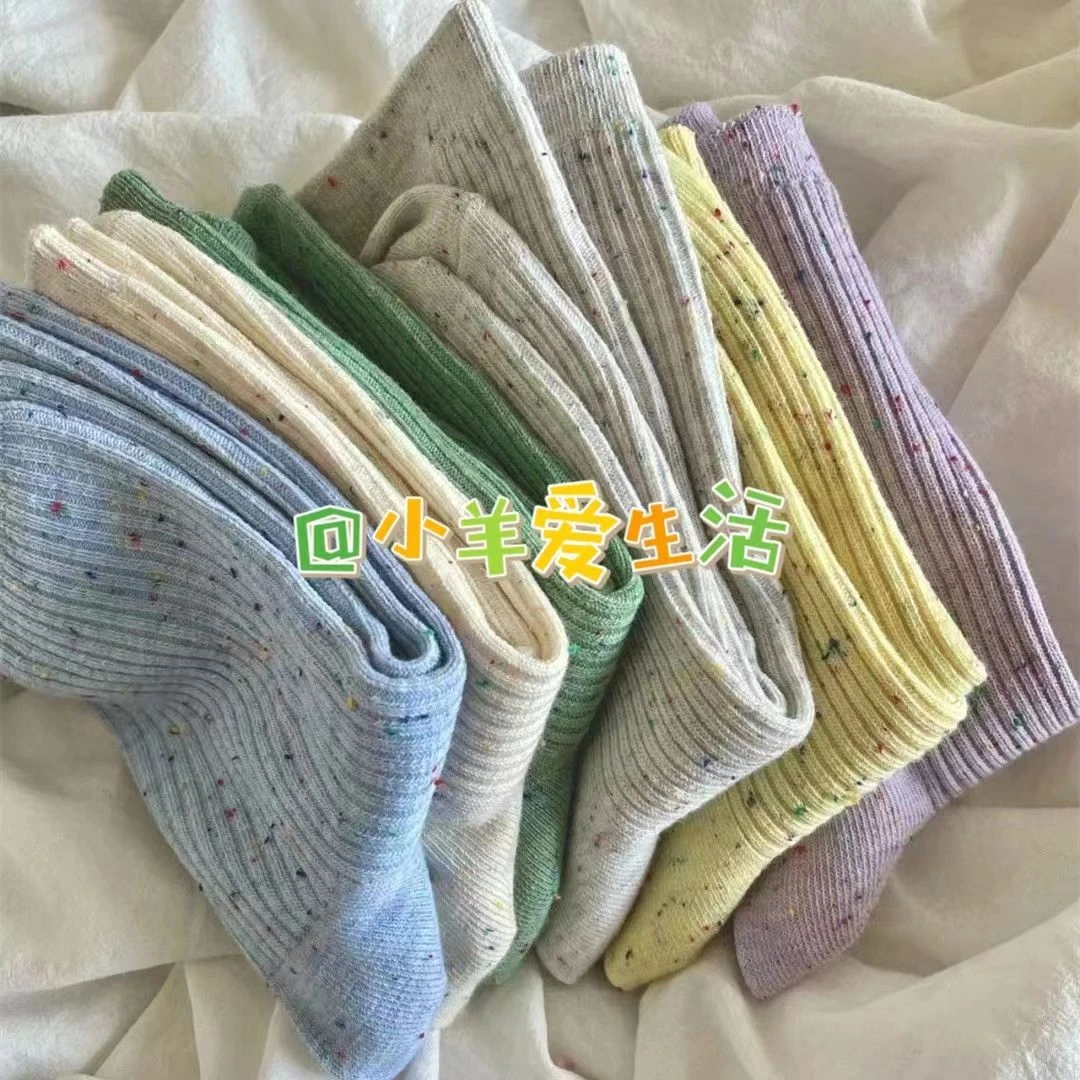 袜子女中筒ins潮日系袜子堆堆袜韩版细条纯色简约百搭学生长筒袜