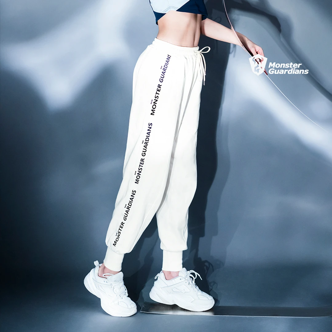 MonsterGuardians春夏织带显瘦运动长裤女休闲宽松束脚卫裤束脚
