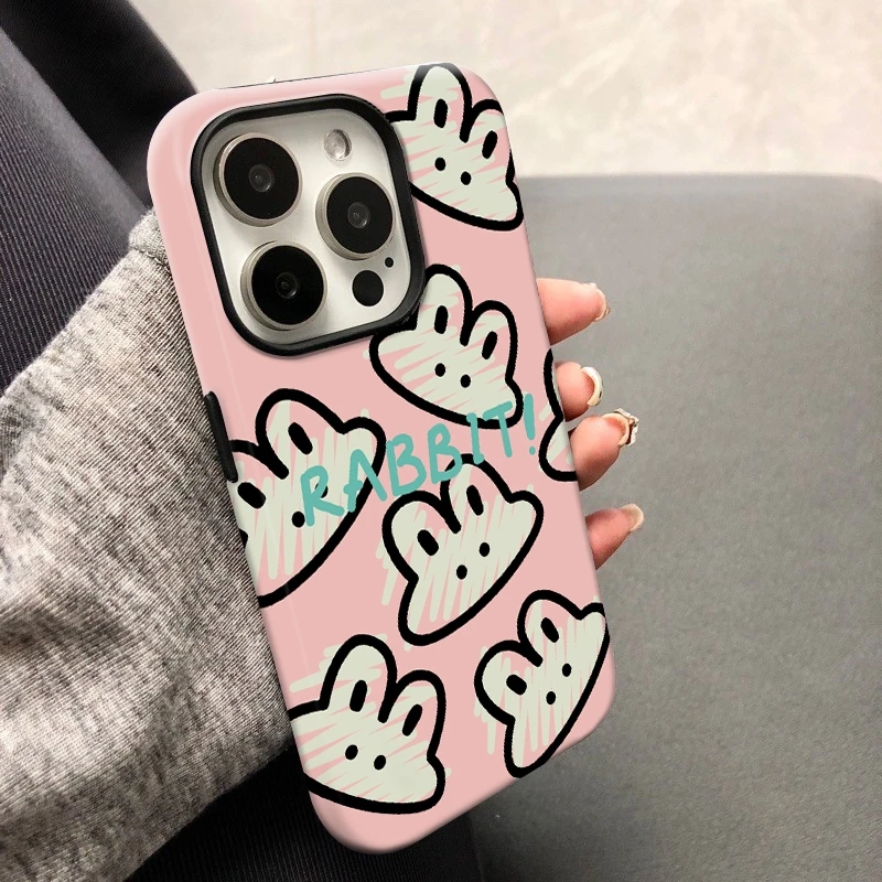 粉底兔子适用菲林壳二合一菲林壳适用苹果/华为/小米OPPO/VIVO