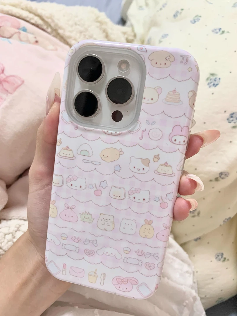 （联系客服备注型号）可爱少女心双层菲林壳适用于苹果16手机壳爱心