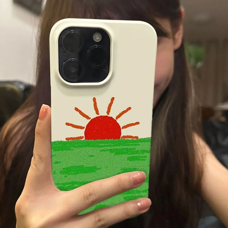 日出草原苹果16promax手机壳iPhone15双层14Pro菲林13Plus
