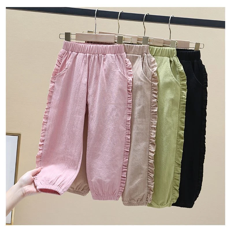 女童休闲裤2024网红薄款韩版儿童宽松裤小中大女童防蚊裤洋气纯棉