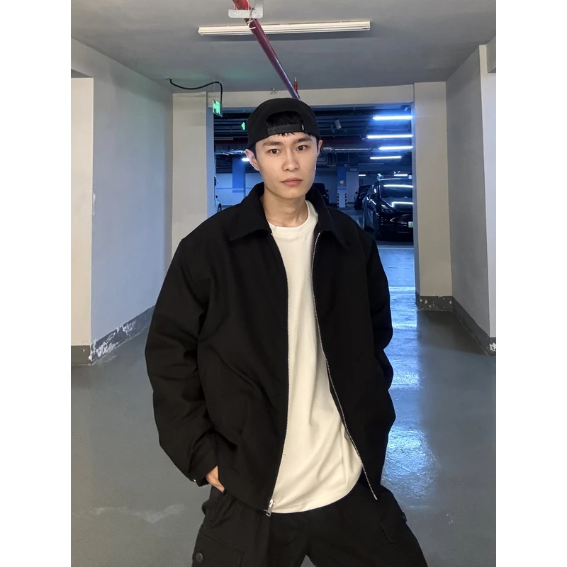 【小泽】男士时尚休闲百搭宽松潮流翻领冬季短款棉衣棉服外套