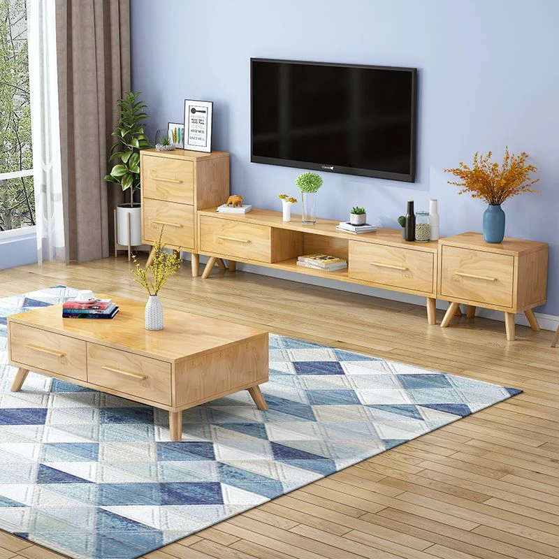 实木茶几电视柜组合轻奢现代简约客厅小户型家用卧室简易电视家用
