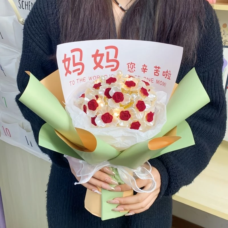 母亲节快乐玉兰花花束礼物送妈妈仿真手捧花diy手工材料包高级感