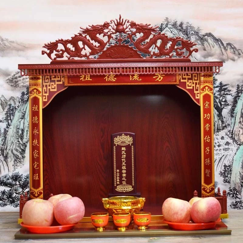 新中式可定尺寸经济型家用壁挂式供奉祖先牌位遗像用神台祖龛吊柜
