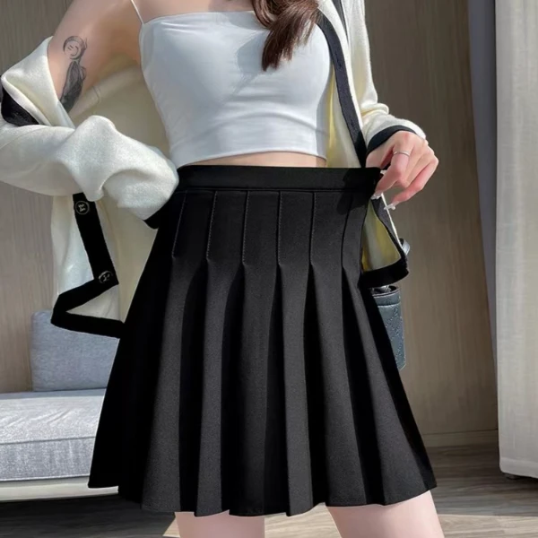 小个子高弹松紧腰百褶裙大码春夏新款高腰显瘦a字气质短裙半身裙