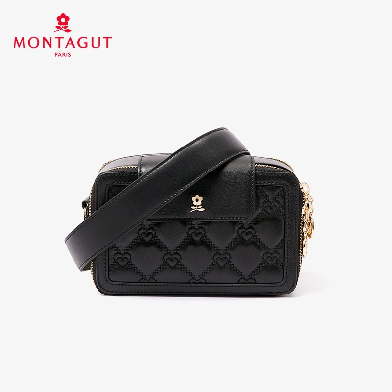 法国梦特娇2024格纹真皮斜跨包休闲百搭女包经典奢侈高级感小香风