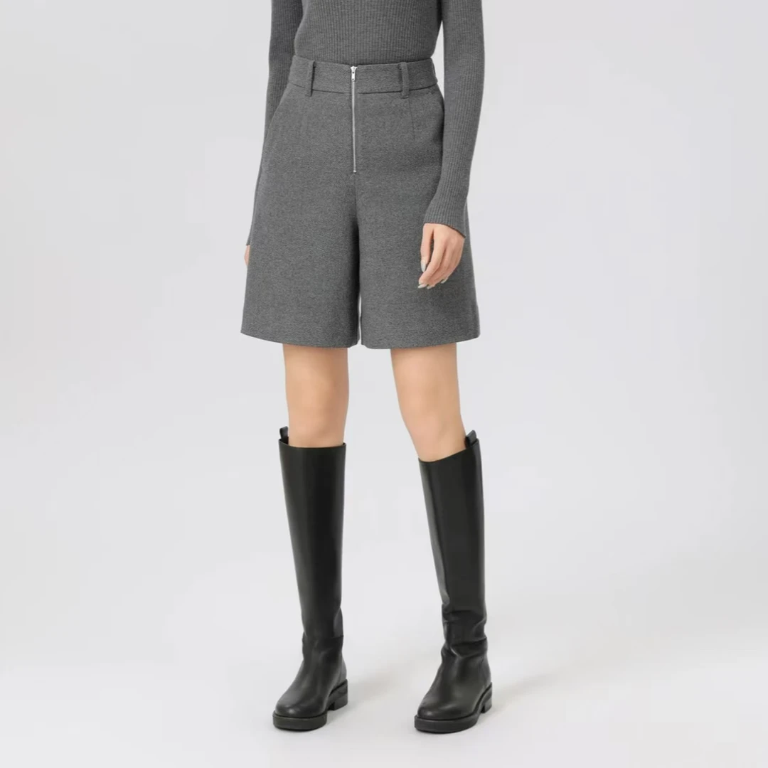 AMASS/阿玛施秋冬新款女士时尚百慕大质感百搭中高腰短裤510013