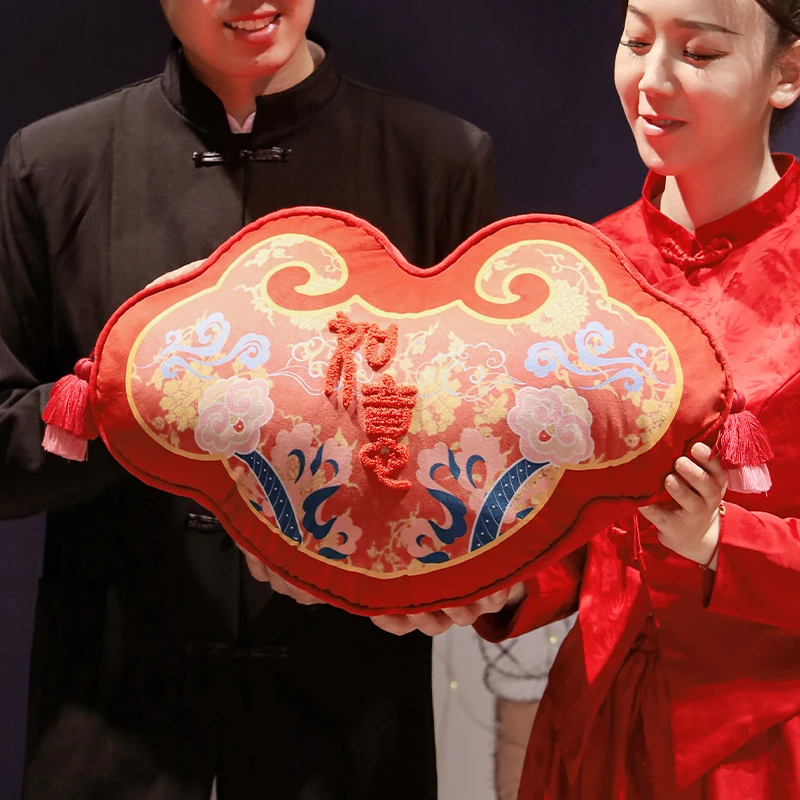中国风喜庆抱枕如意靠山靠垫客厅沙发床上福禄大靠枕结婚婚庆玩偶