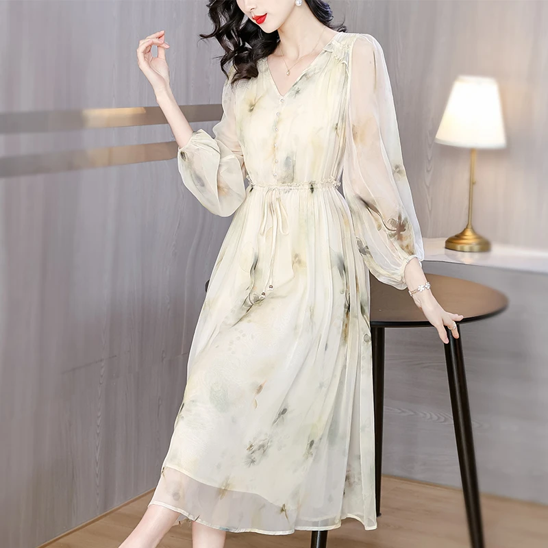 8505 轻奢大牌气质名媛连衣裙2025春夏新款碎花温柔精致浪漫长裙