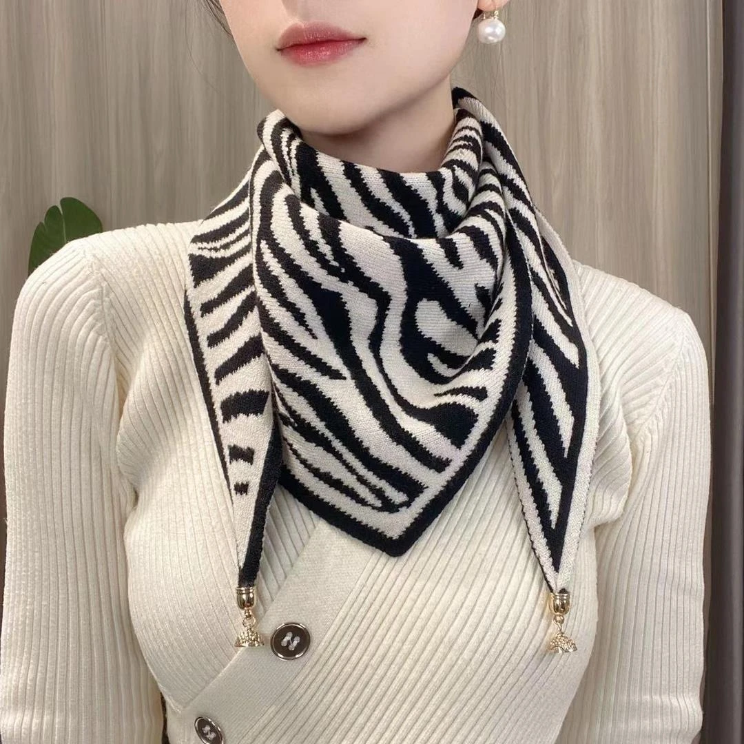 春秋冬新款围脖针织双面磁吸扣围巾多功能保暖护颈三角巾百搭围巾