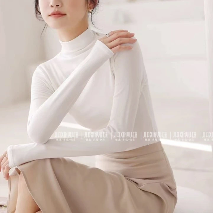 女士春秋中领百搭亲肤打底衫冬季春季秋季打底衣显瘦针织修身紧身