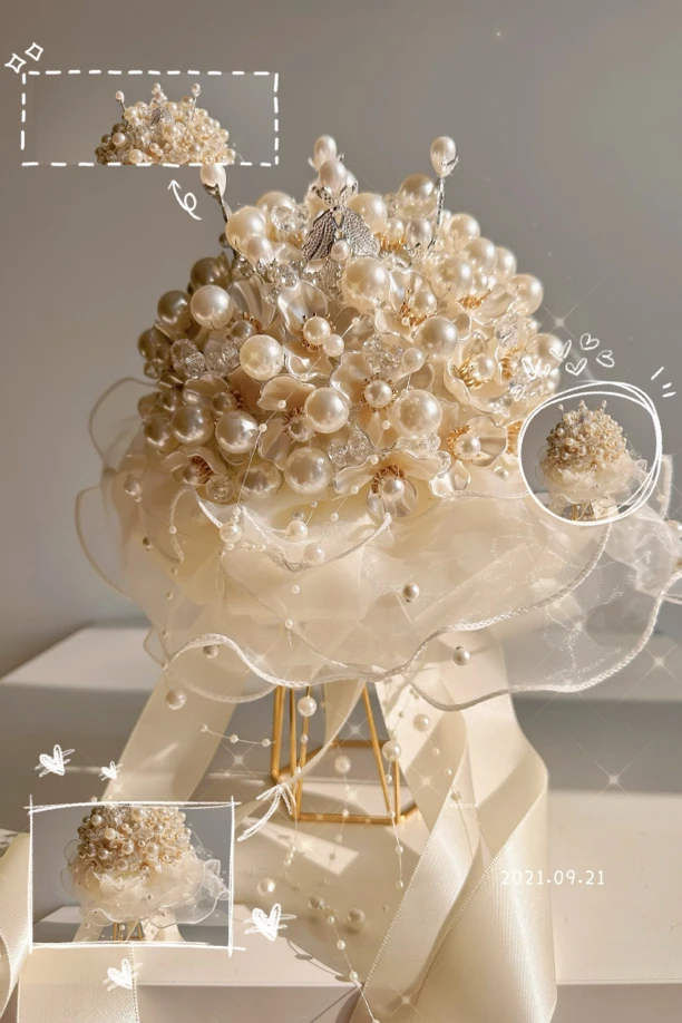 奢华贝壳新娘手捧花DIY材料包高级感送闺蜜新人手工浪漫节日结婚