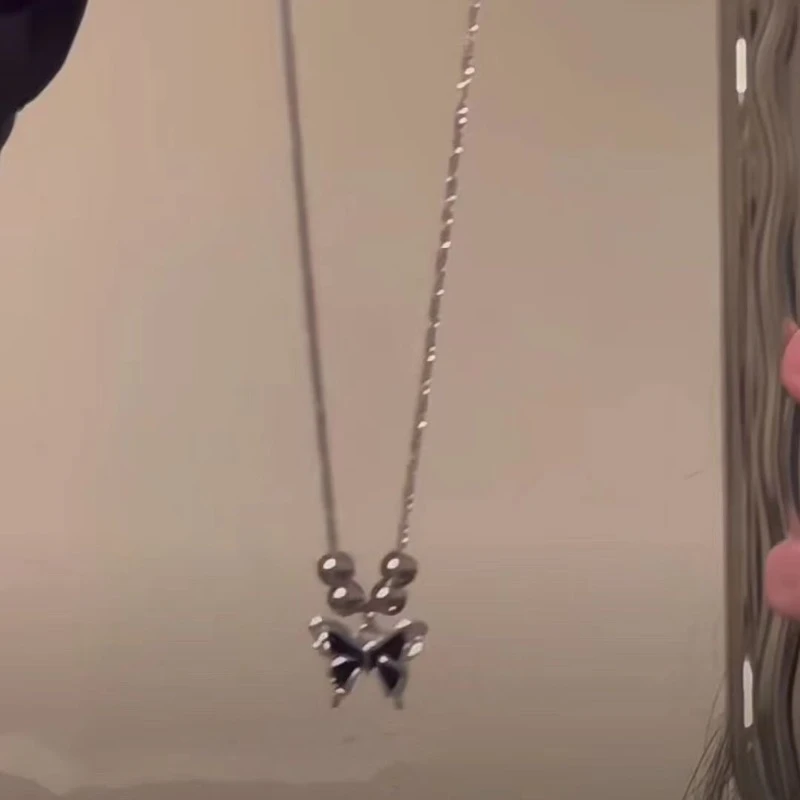 暗黑蝴蝶.气质钛钢不掉色项链28403