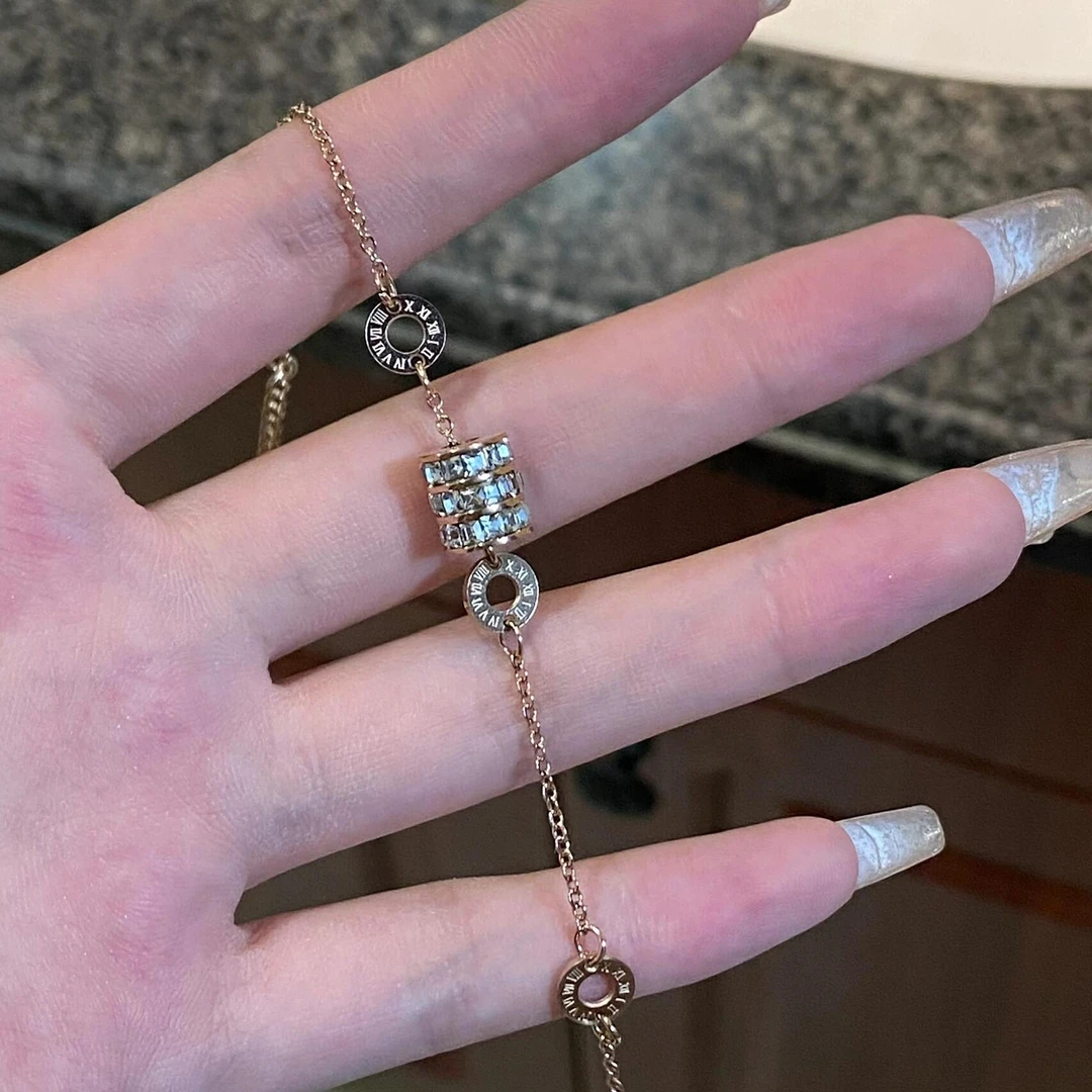 高定轻奢.小蛮腰玫瑰金色手链K233