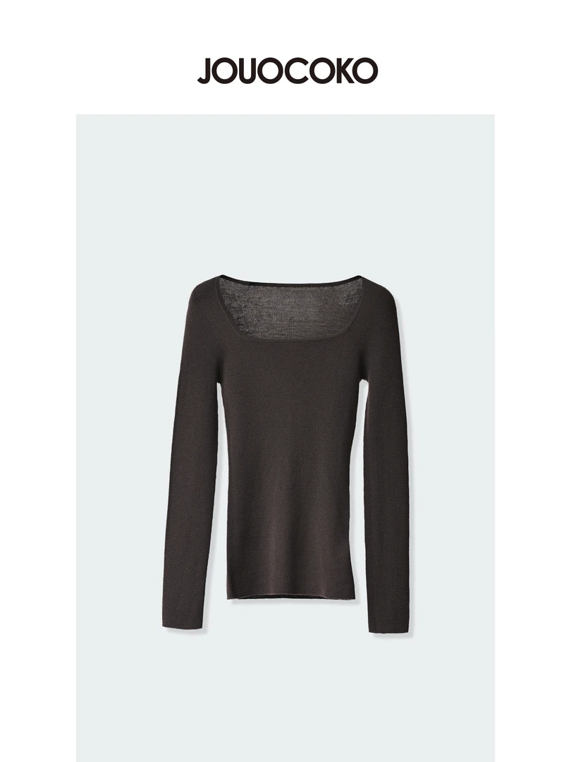 JOUOCOKO 百分之百美丽诺羊毛方领针织衫