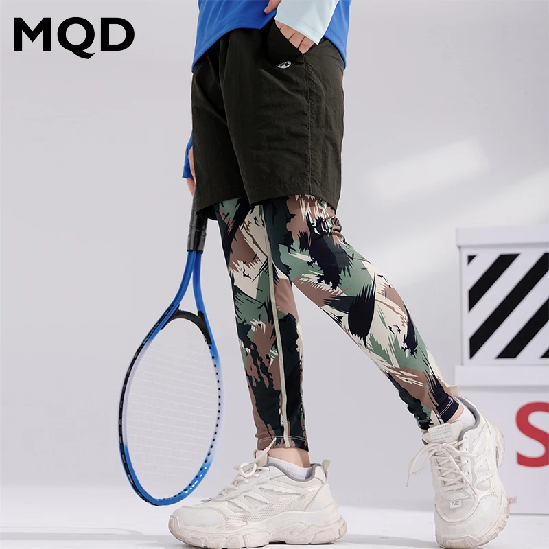 MQD童装男童运动裤户外春秋透气男孩假两件裤子弹力迷彩TT4311603