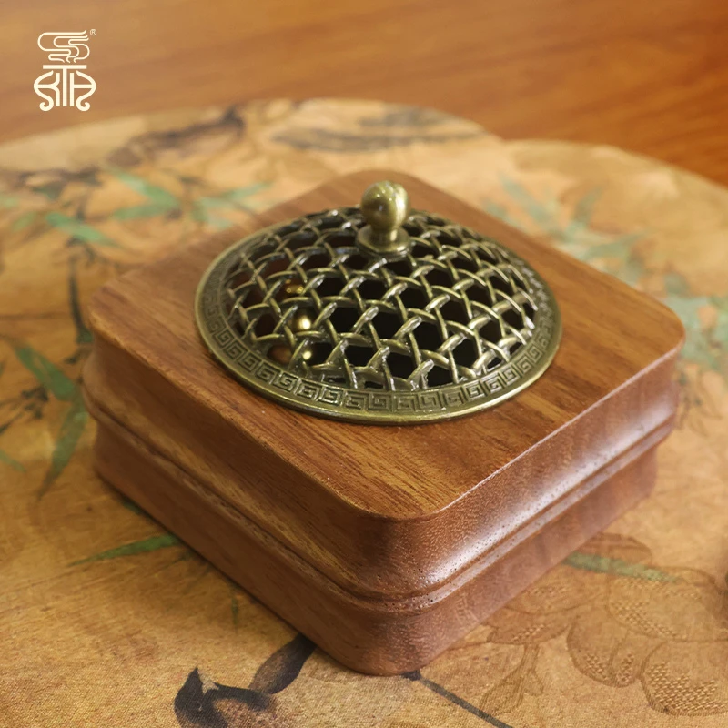 胡桃木香炉实木檀香盘熏香香薰炉塔香香插盘香架香纂宝藏文创