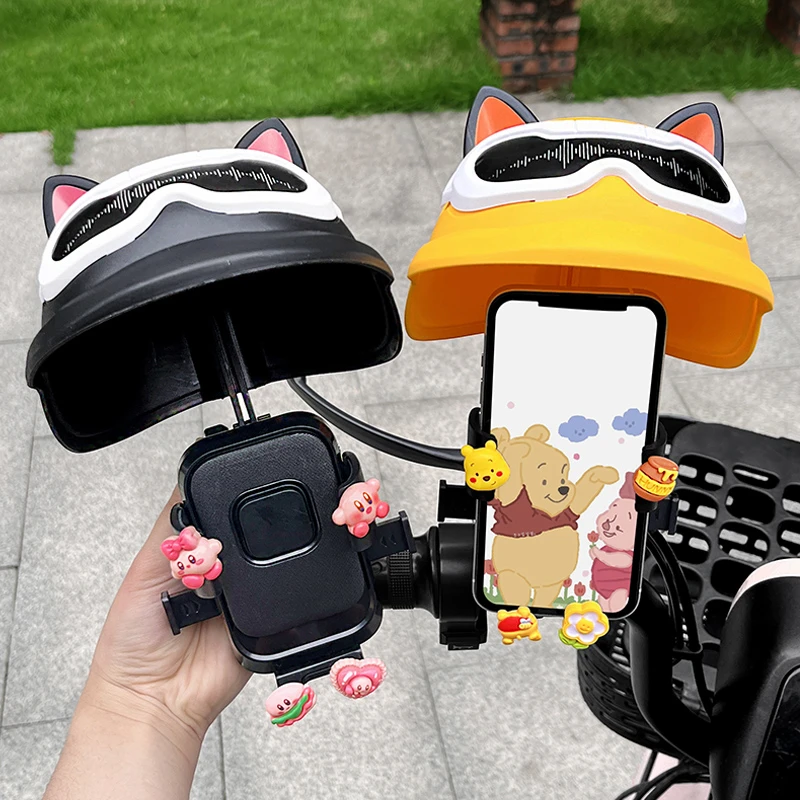 电动车手机支架可爱卡通小头盔外卖骑手导航电瓶车防水防震固定架