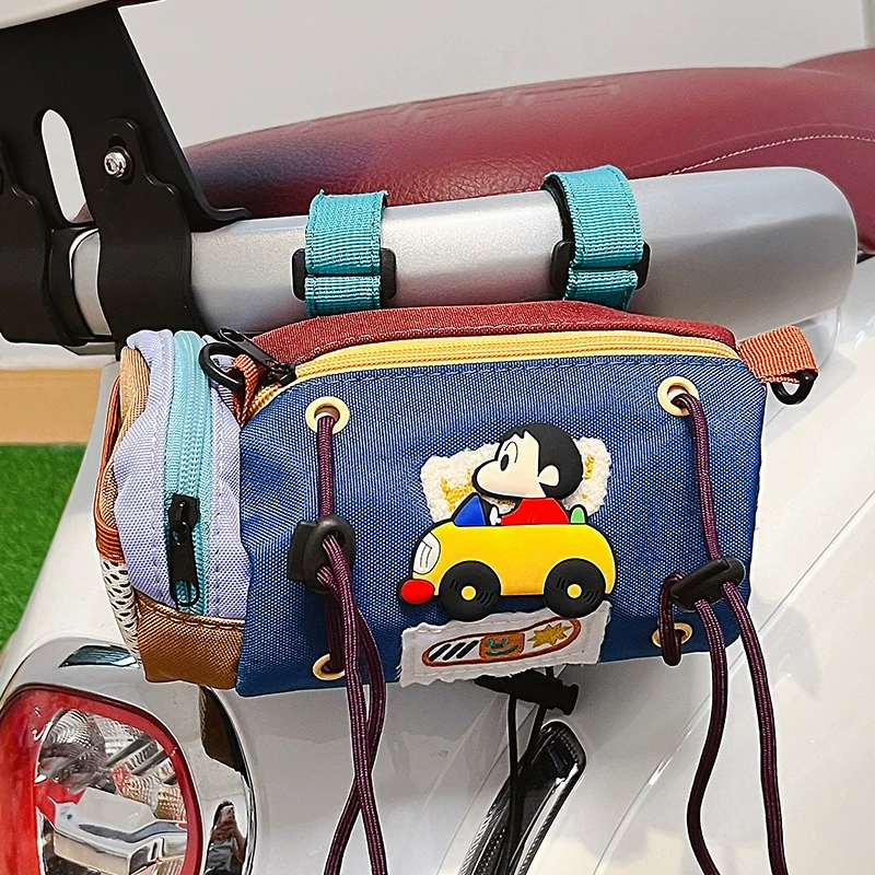 电动车后置储物挂包蜡笔小新可爱卡通多功能公路自行车骑行前梁包