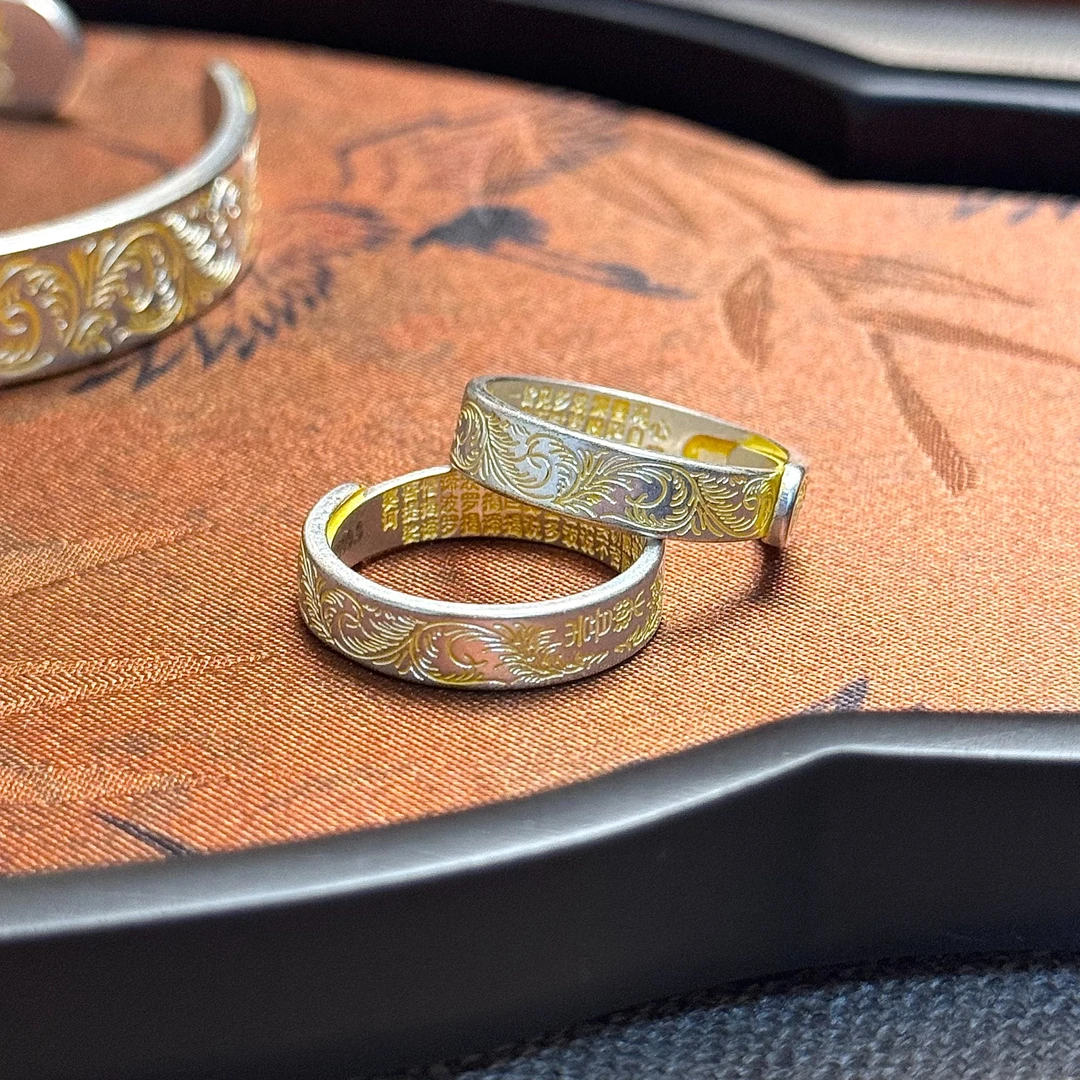 足银戒指 足银戒指 【52】描金吉言戒指新中式风