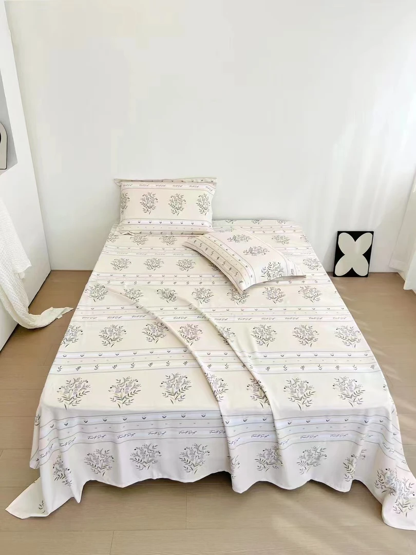 【铃兰物语】平纹100竹纤维重磅软凉席双人床单套件可机洗透气清爽