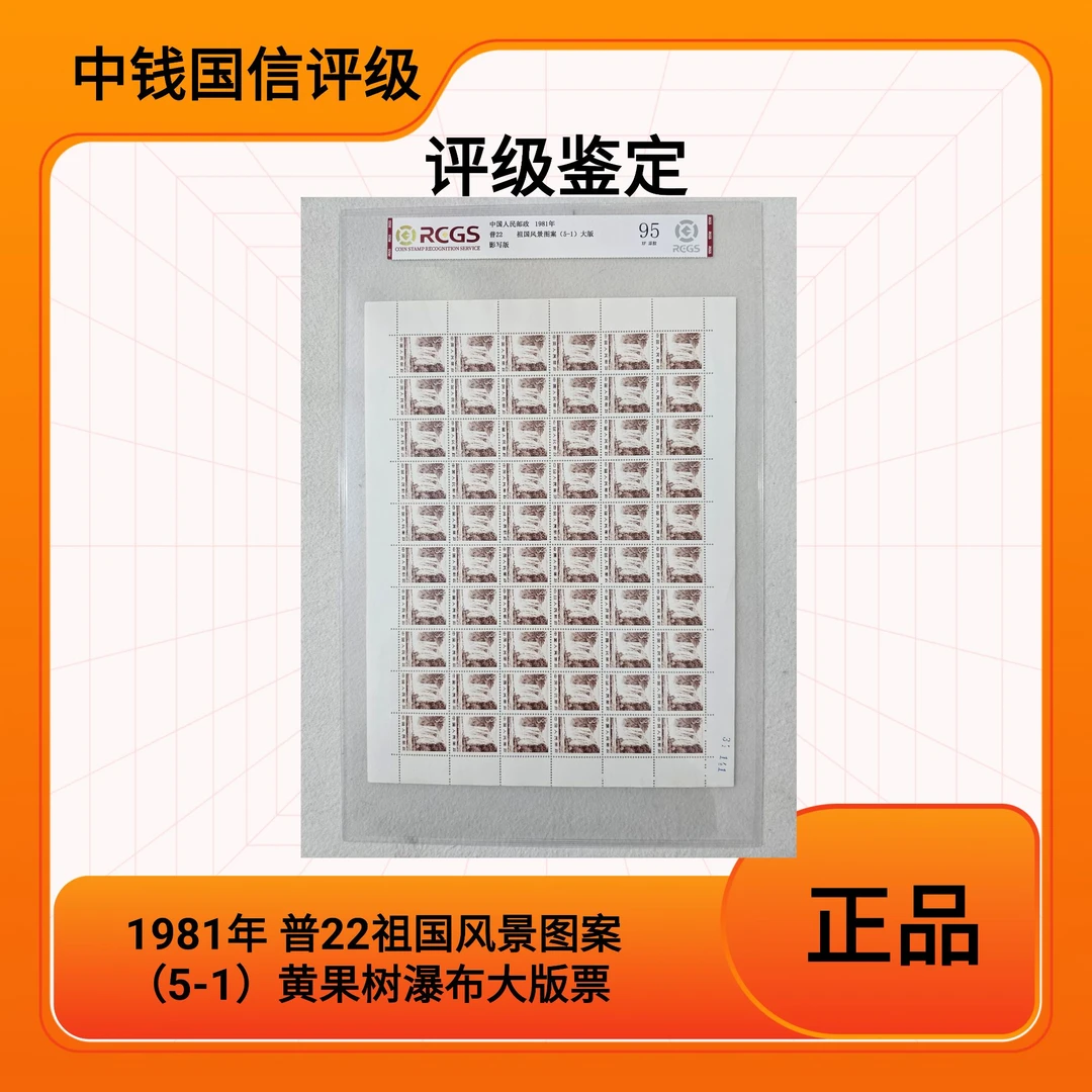 1981年 普22祖国风景图案（5-1）黄果树瀑布大版票 中钱国信评级
