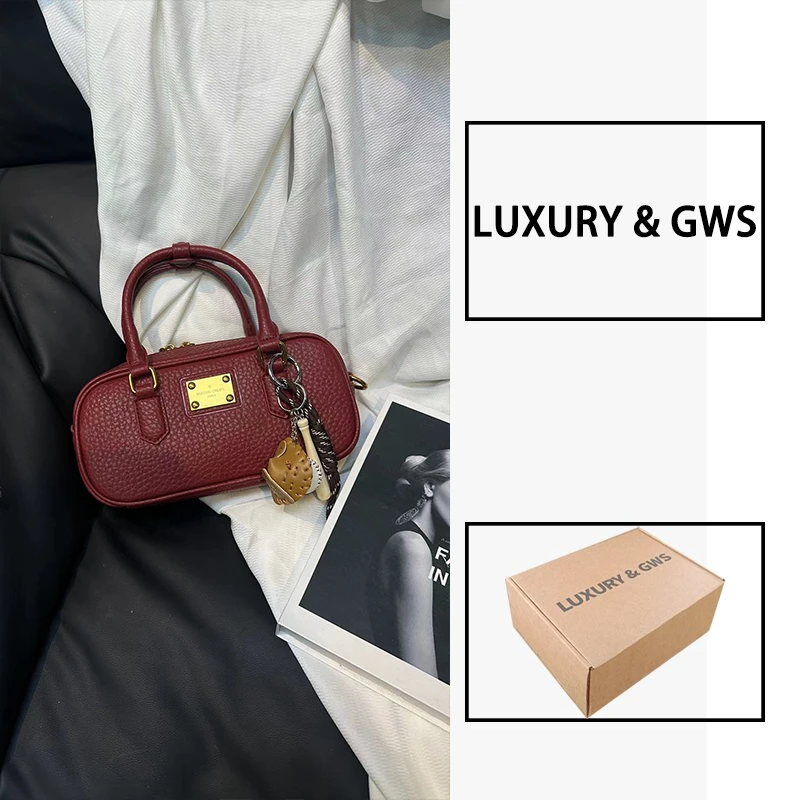 【GWS轻奢女包】7525红秋新款保龄球包女士单肩夏复古简约百搭