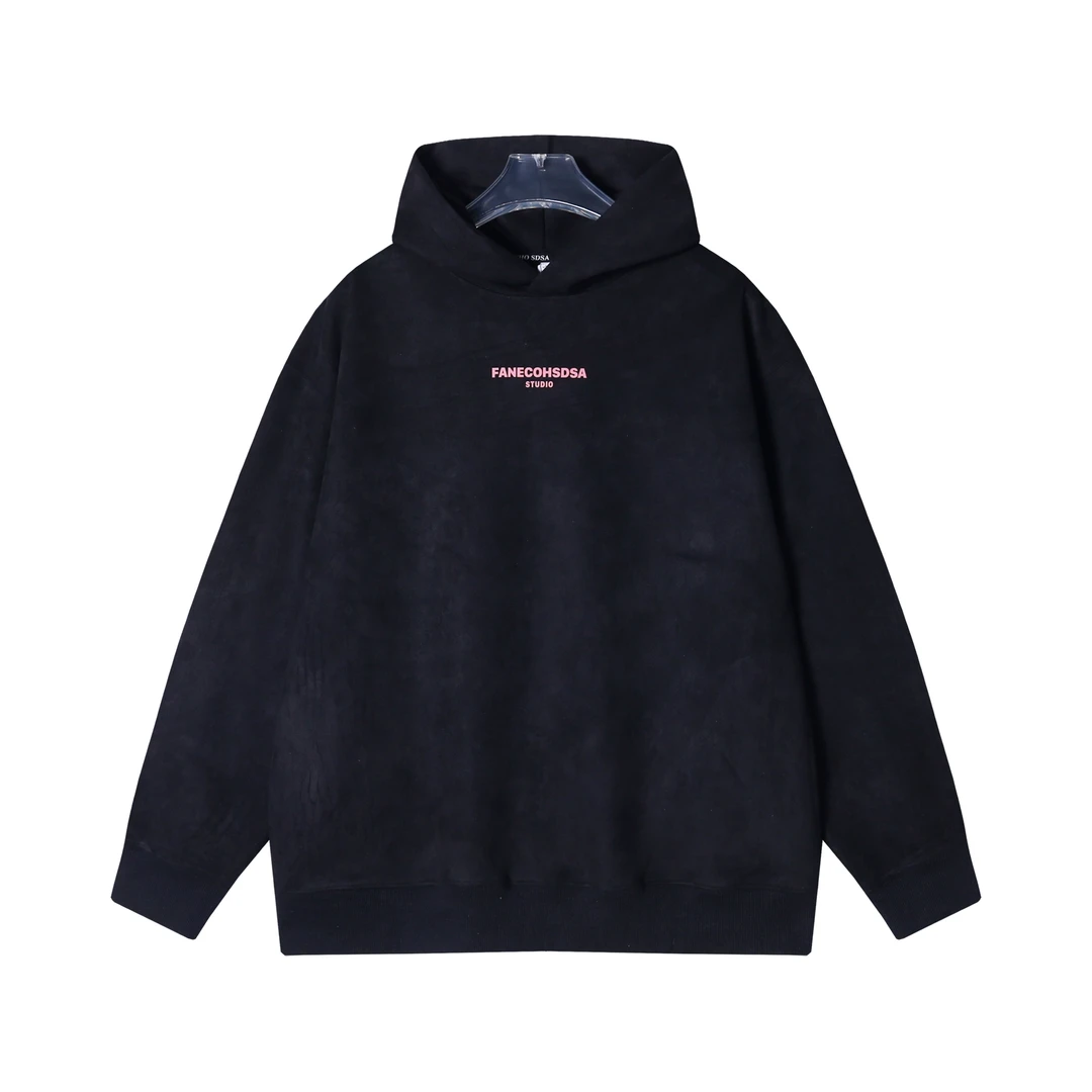 WY318新款时尚高级感印花字母连帽卫衣绒面百搭宽松潮流长袖