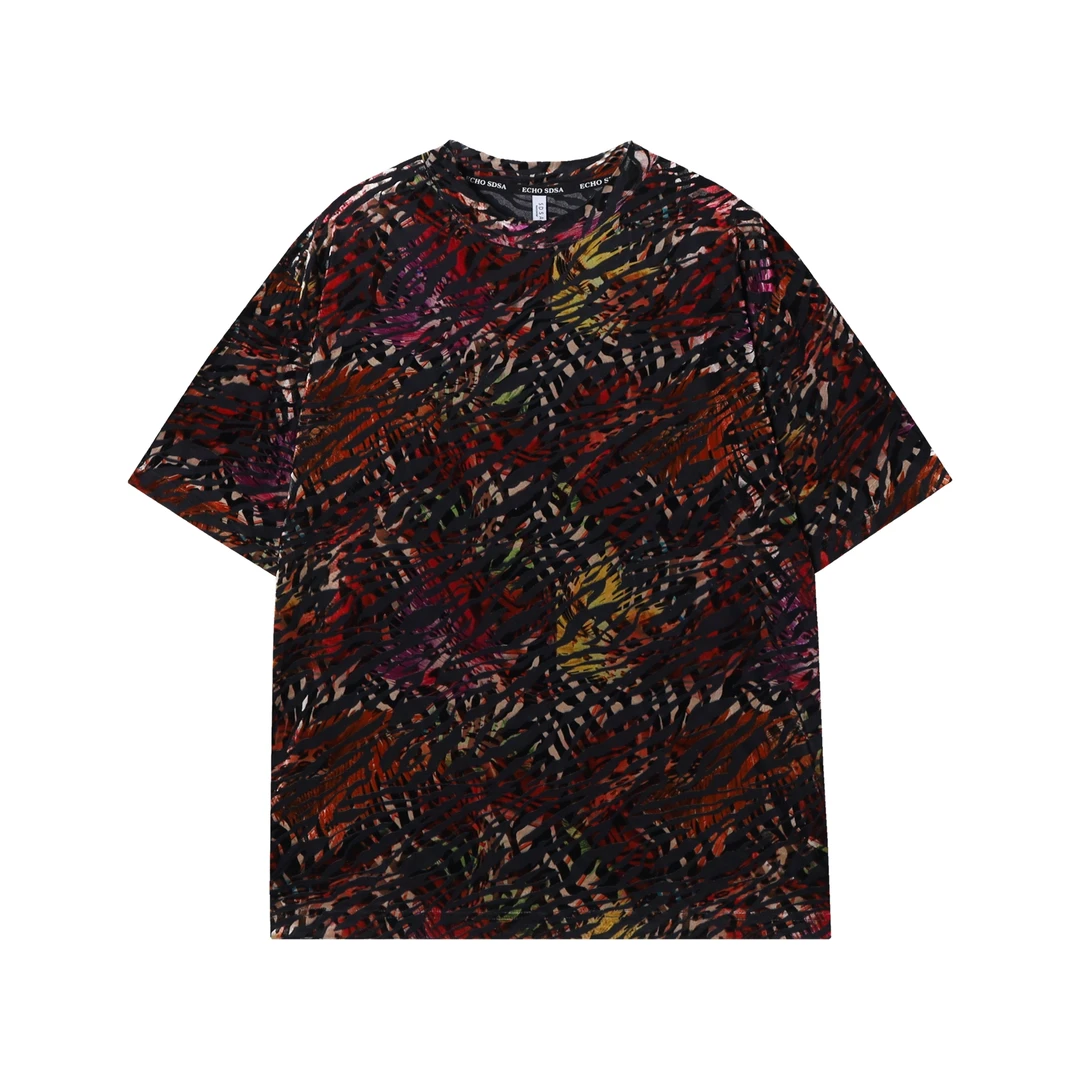 T1153夏季新款满印迷彩百搭男士短袖宽松休闲潮流上衣时尚街头T恤