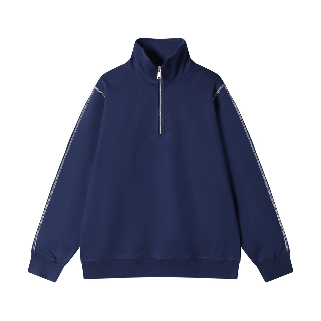 秋冬新款男士明线半拉链半高领纯色百搭韩版长袖宽松休闲卫衣