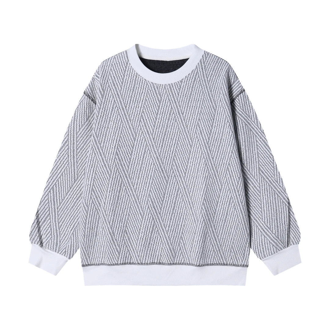 秋冬季新款时尚个性重磅纹理卫衣复古慵懒情侣线衣高街潮牌上衣