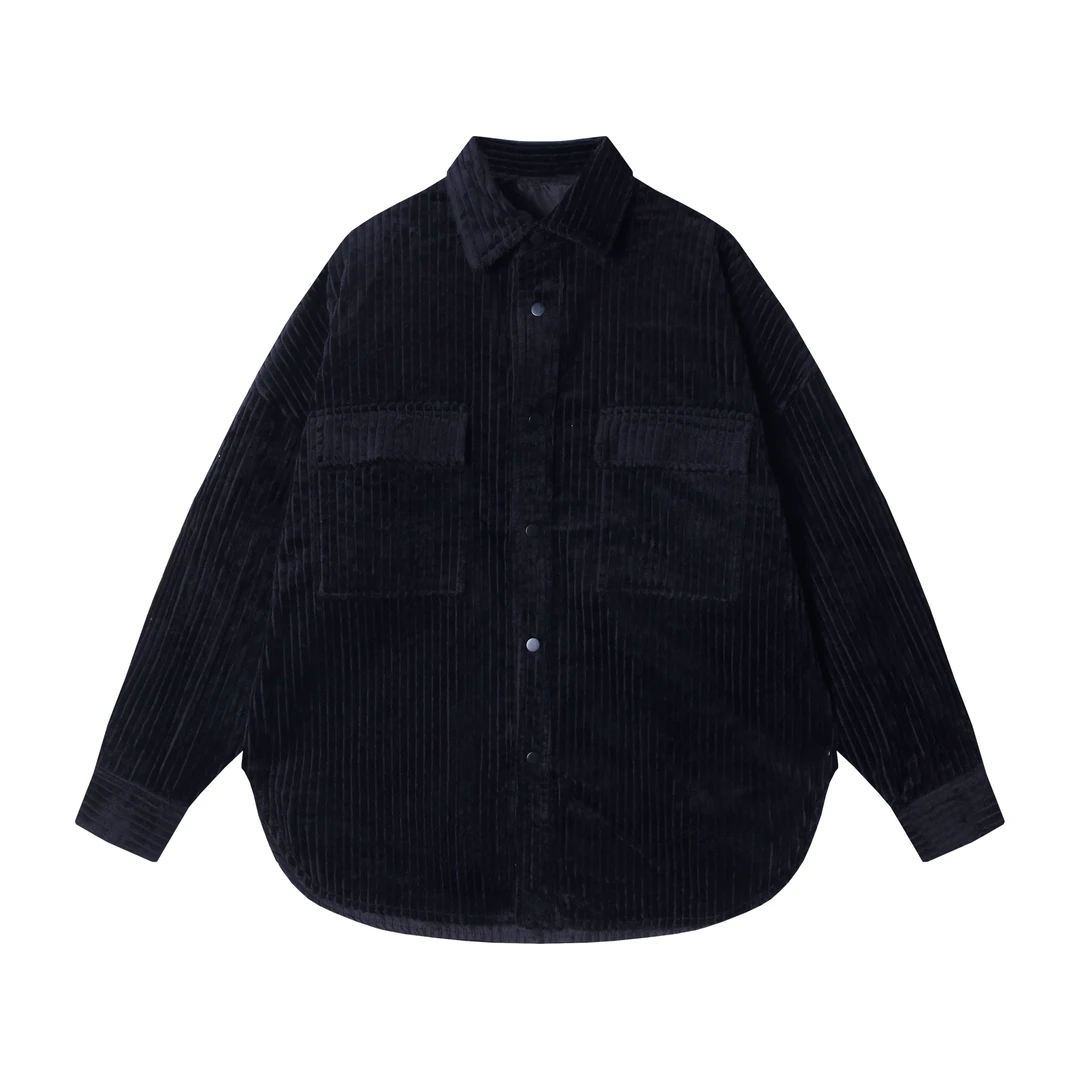 秋季新款日系工装长袖衬衫口袋潮牌休闲衬衣灯芯绒外套夹克